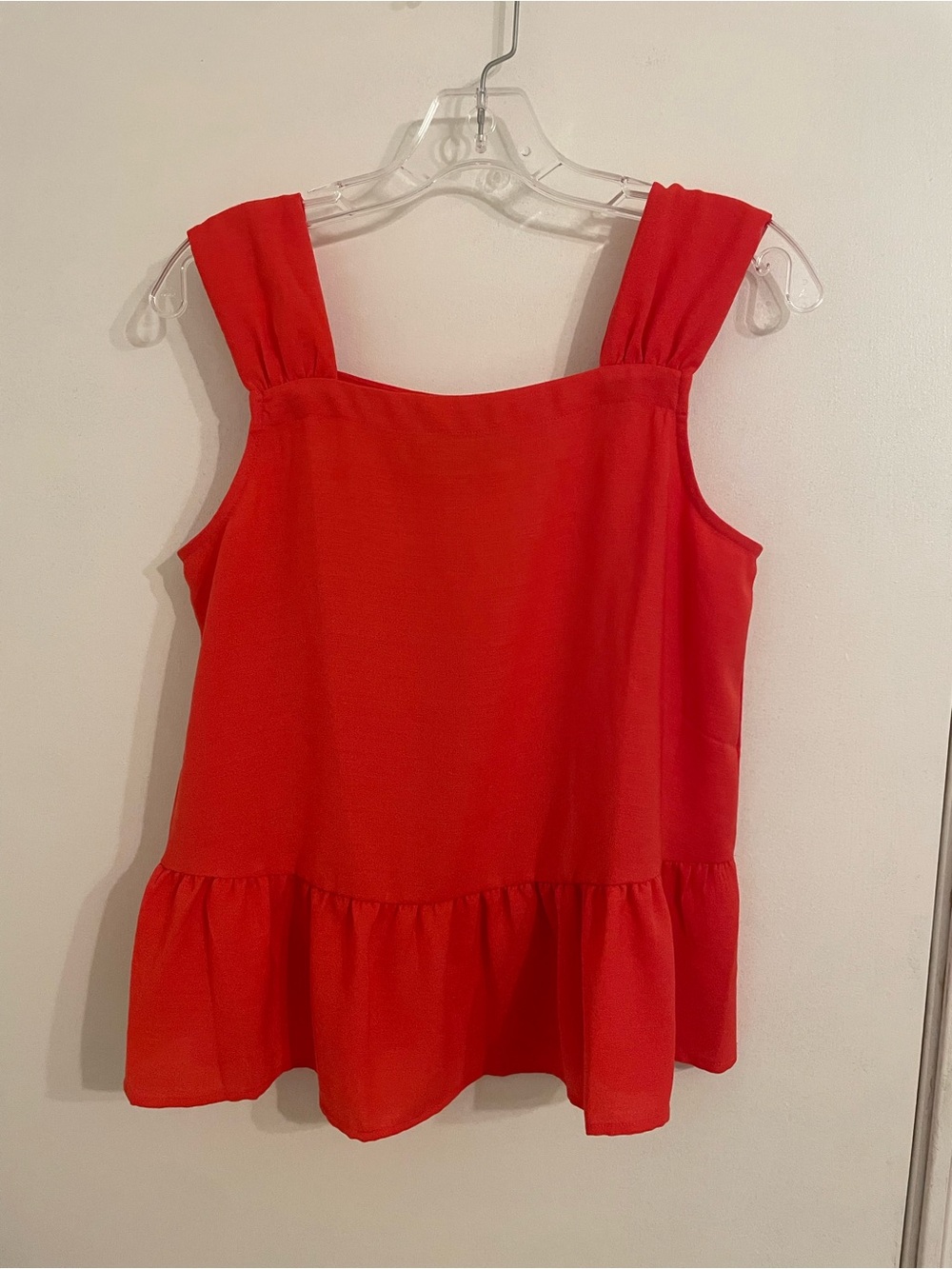 LOFT Bright Red Ruffled-Hem Sleeveless Camisole